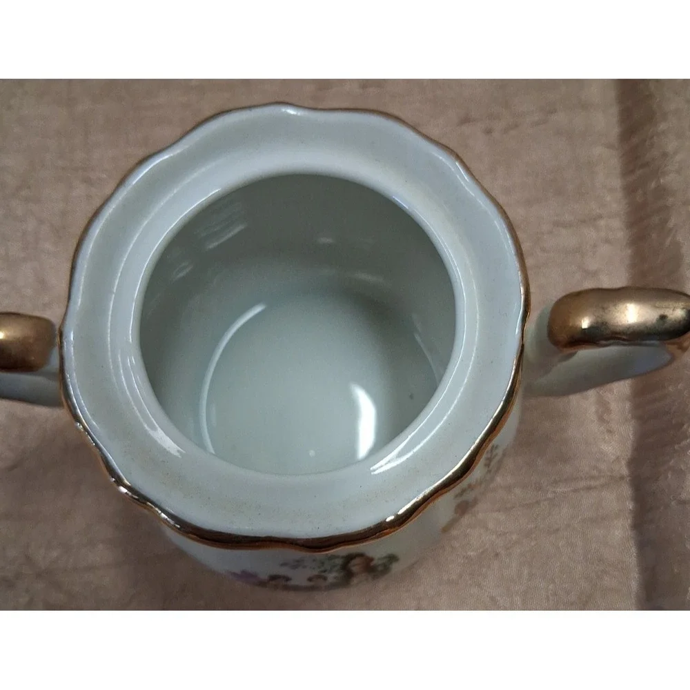 Vintage 1960s Made in Japan Courting Couple Demitasse Tea Set Gold Trim 13 Pc‎